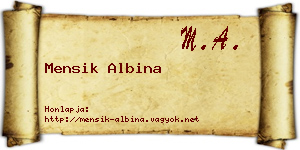 Mensik Albina névjegykártya